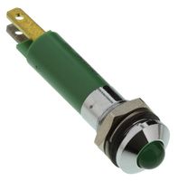 19040251 - LED Panel Mount Indicator, Satin Chrome Bezel, Green, 12 VDC, 8 mm, 20 mA, 32 mcd, IP67 - CML INNOVATIVE TECHNOLOGIES