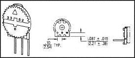 3352T-1-103LF - TRIMMER POTENTIOMETER, 10KOHM 1TURN THROUGH HOLE - BOURNS