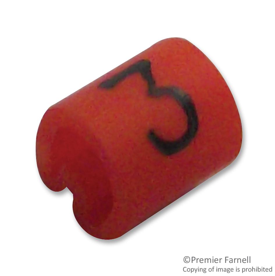 TE CONNECTIVITY Wire Markers - Clip Style 06161303 CABLE MARKER, 3, ORANGE, PK100 TE CONNECTIVITY 1196396 06161303