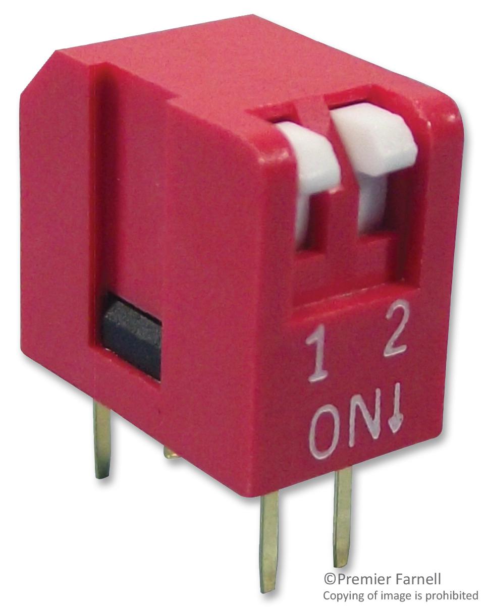 MCNDA-02V DIP SWITCH, 0.025A, 24VDC, 2 POS, THT MULTICOMP PRO