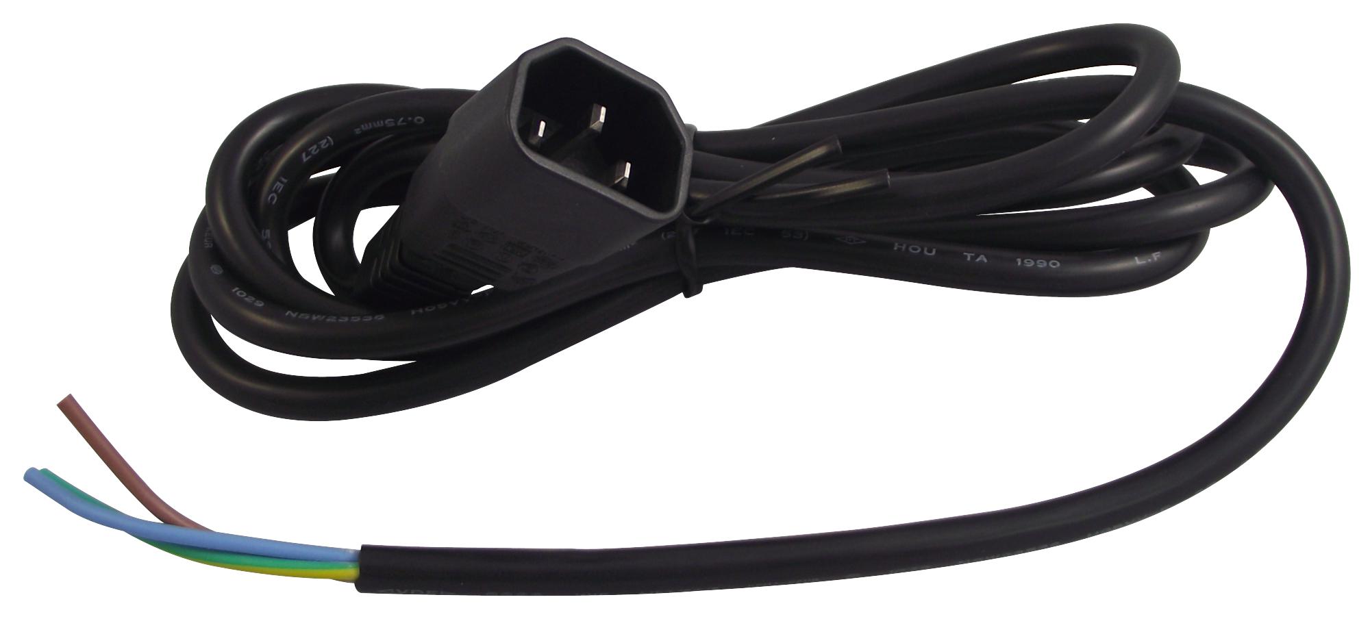 JA-401 + ( H05VV-F 0.75MM 3G 2M ) LEAD, IEC, 10A, BLACK, 2M MULTICOMP PRO