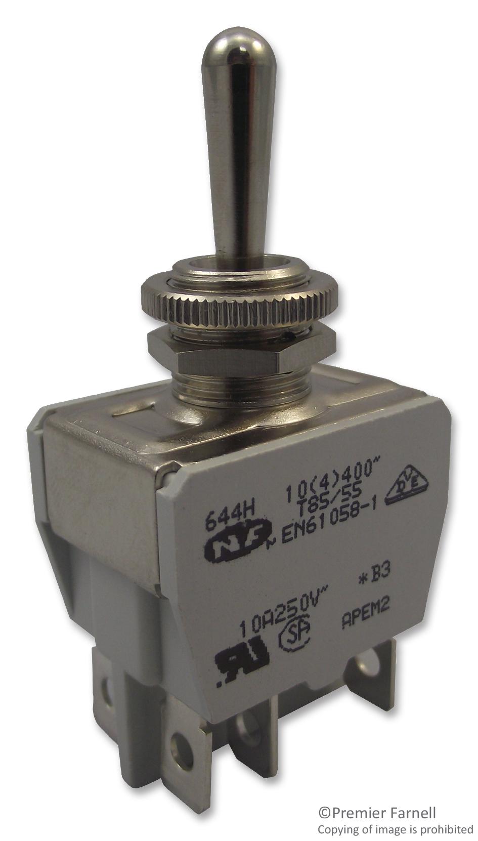 644H/2 SWITCH, DP3T, 10A, 250VAC APEM