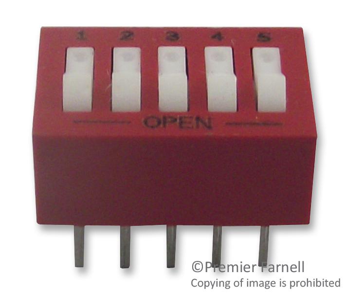 76SB05T SWITCH, SPST, 5 POS, RAISED ROCKER GRAYHILL