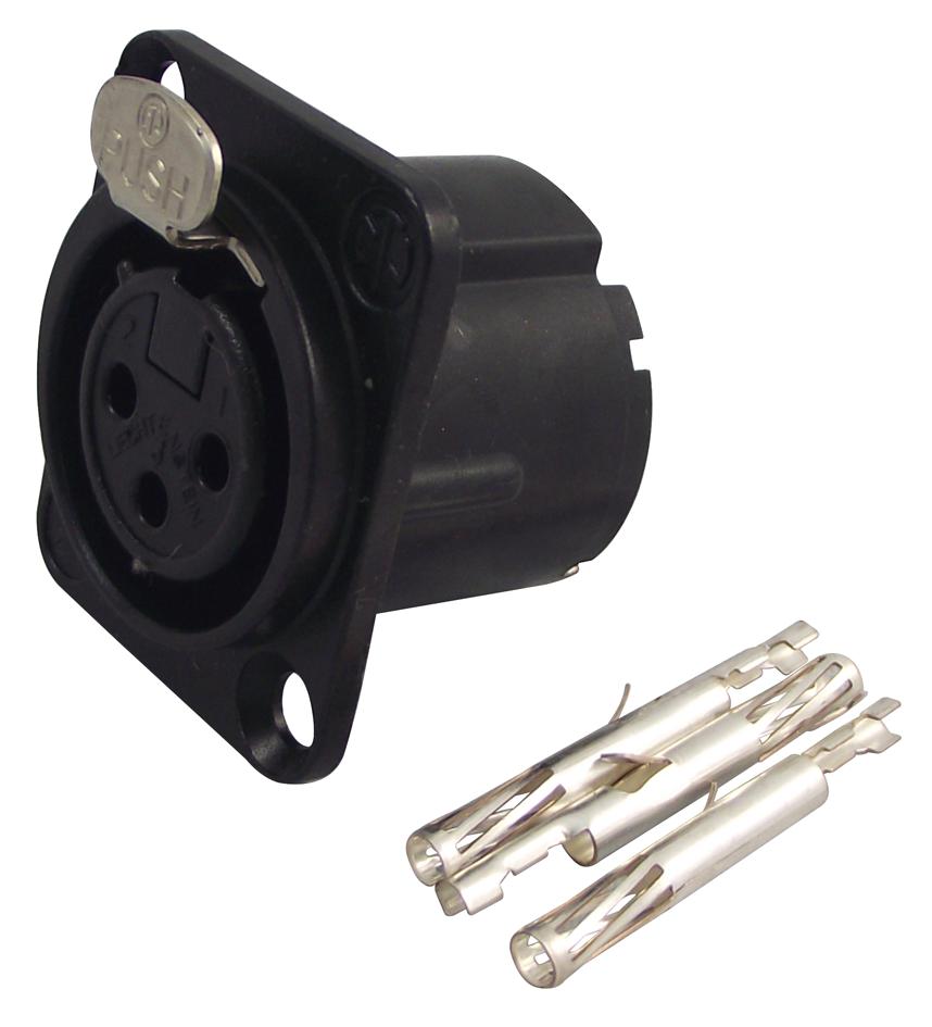 NC3FD-LX-HA-BAG XLR SOCKET FEMALE 3-POLE CRIMP BLACK NEUTRIK