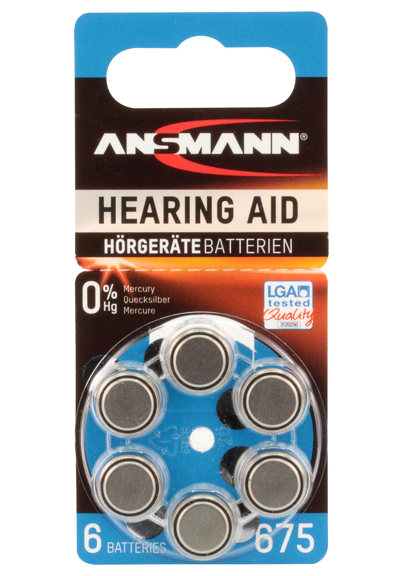 5013253 BATTERY, ZINC-AIR AZA675 (PR44) 6, PK6 ANSMANN