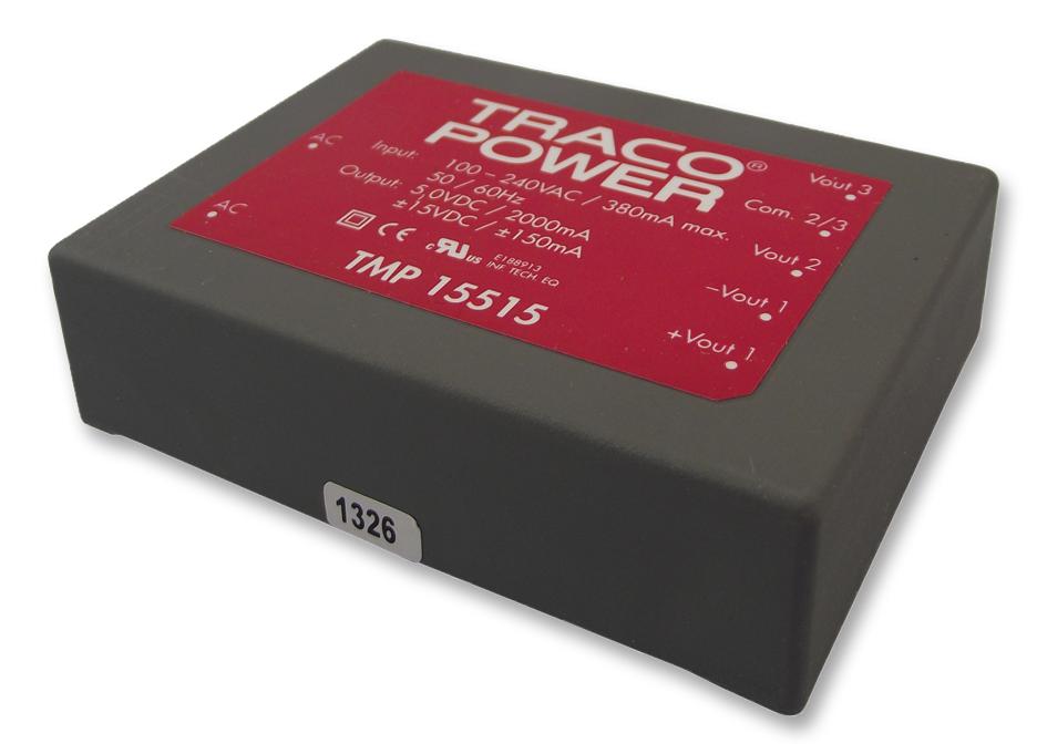 TMP 15515 CONVERTER, AC/DC, 5V&±15V/15W, MODULE TRACO POWER