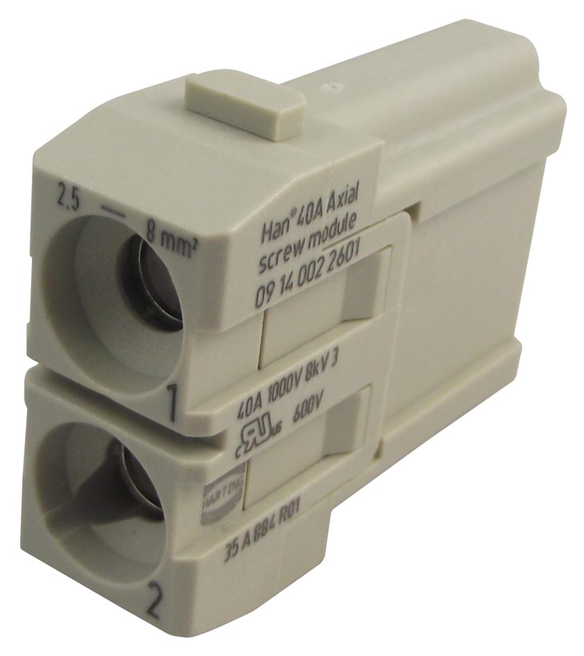 0914 002 2601 INSERT, MALE, 40 A AXIAL, SCREW HARTING