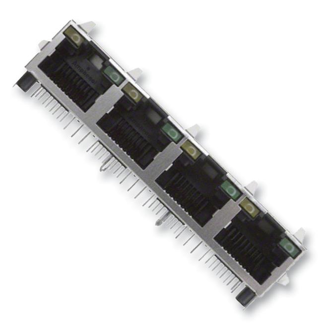 RJHSE-5381-04 JACK, RJ45, W/LED, SHIELD, 4PORT AMPHENOL ICC