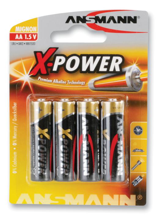 5015663 BATTERY, ALKALINE, AA, PK4 ANSMANN
