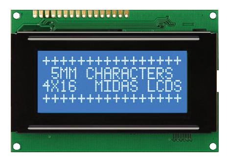 MC41605A6WR-BNMLW-V2 DISPLAY, ALPHANUMERIC, 16X4, WHITE MIDAS