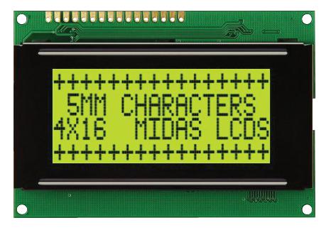 MC41605A6W-SPR-V2 DISPLAY, ALPHANUMERIC, 16X4, NOBACKLIGHT MIDAS