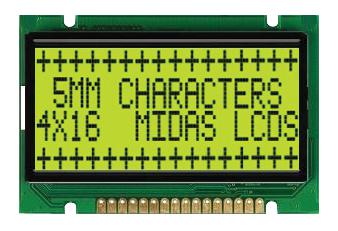 MC41605B6W-SPR-V2 DISPLAY, ALPHANUMERIC, 16X4, NOBACKLIGHT MIDAS