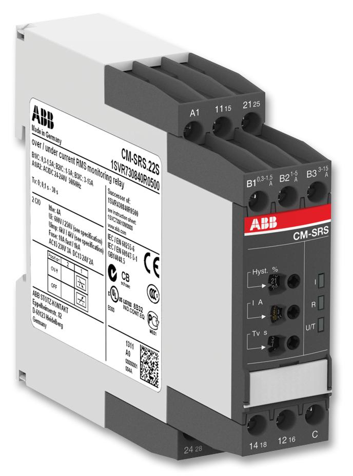 1SVR730840R0400 RELAY, CURRENT SENSING, DPDT, 1A ABB