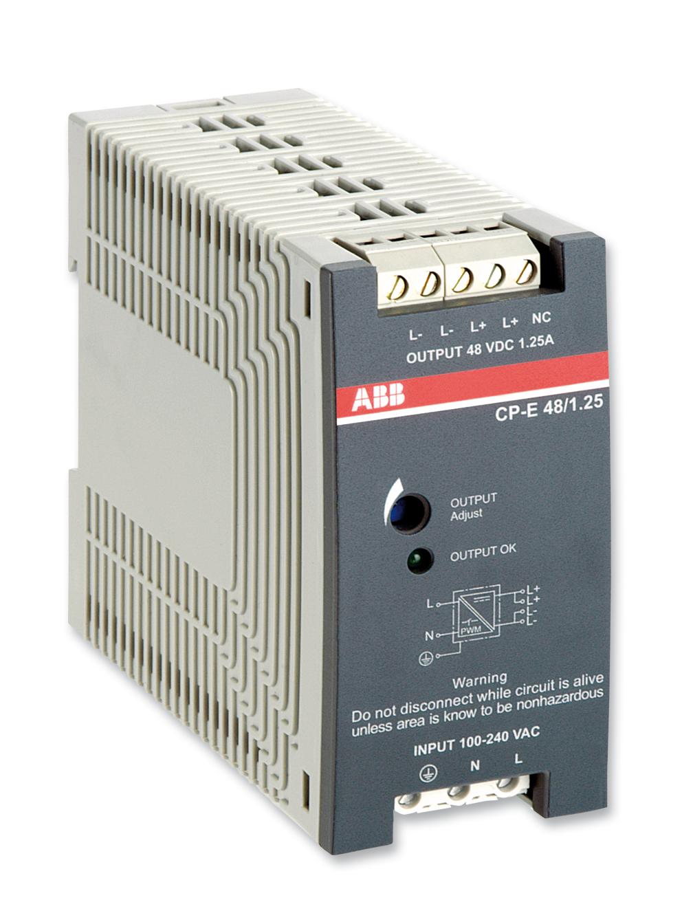 1SVR427031R2000 PSU, DIN RAIL, 60W, 48V, 1.25A ABB