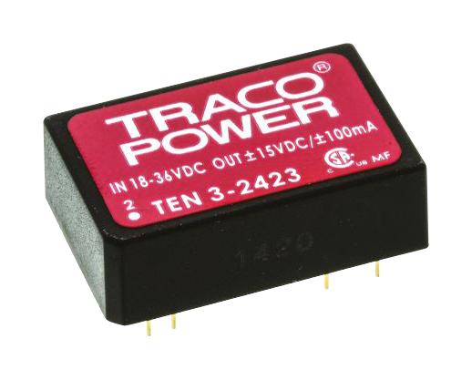 TEN 3-2422 DC/DC CONVERTER, 2 O/P, 0.125A, 12V TRACO POWER