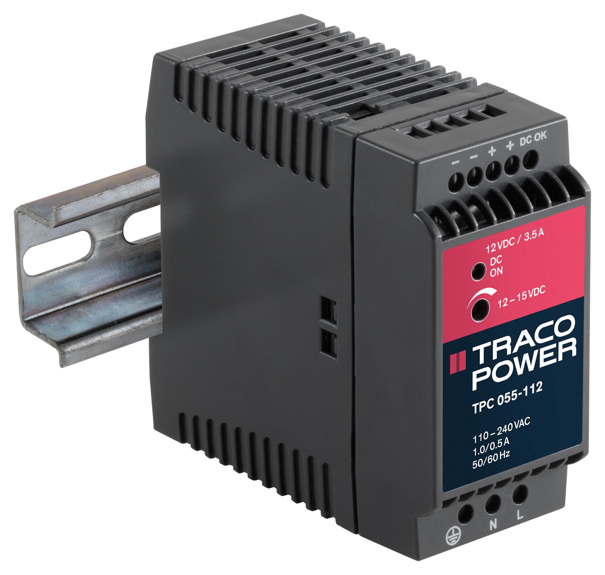 TPC 055-124 POWER SUPPLY, AC/DC, 2.3A, 24V, 55W TRACO POWER