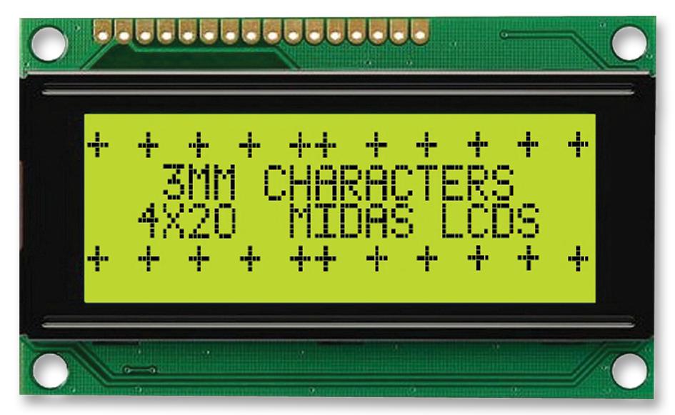 MC42004A6W-SPR-V2 DISPLAY, ALPHANUMERIC, 20X4, NOBACKLIGHT MIDAS