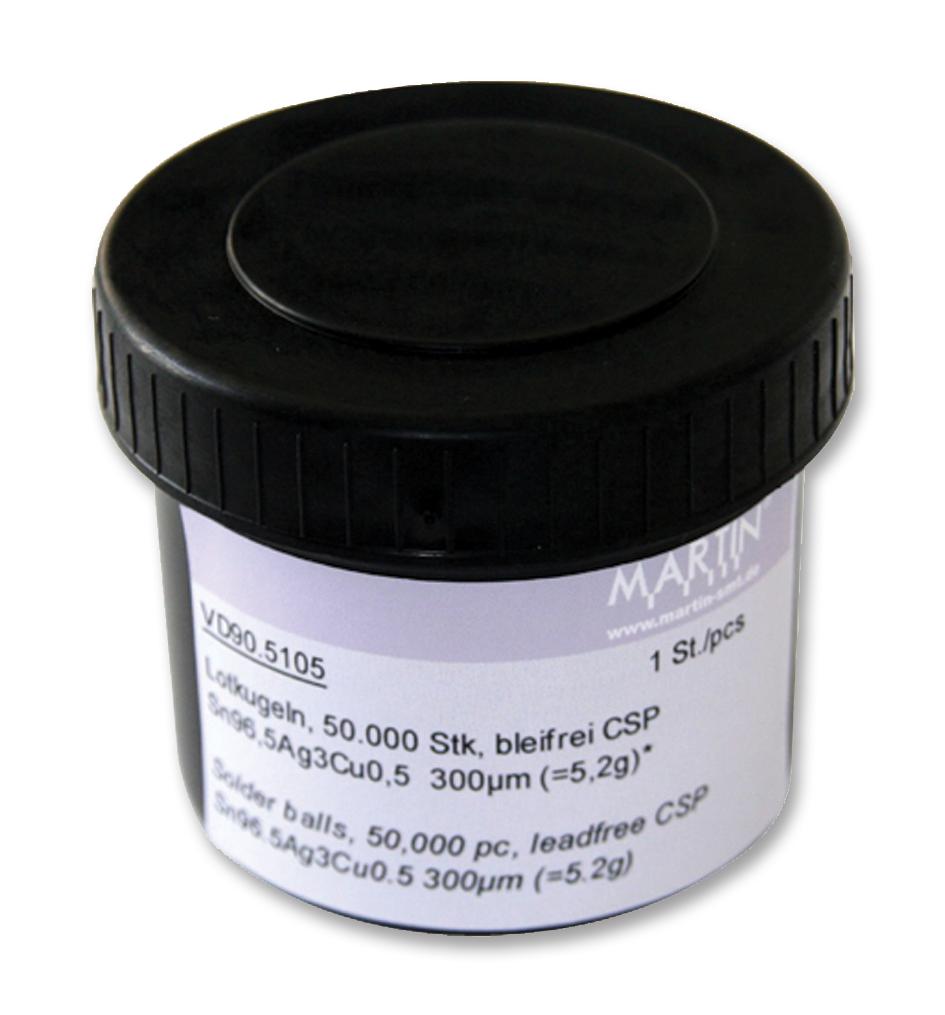 VD90.5105 SOLDER BALLS, 96.5/3/0.5, 183 DEG, 300UM MARTIN SMT