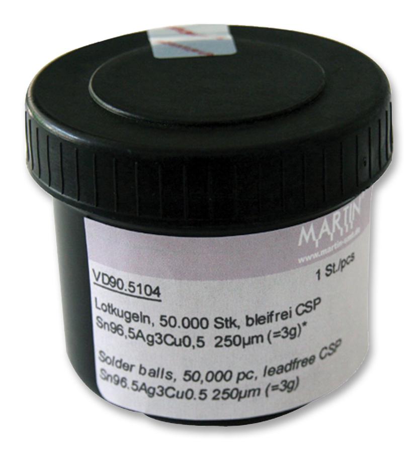 VD90.5104 SOLDER BALLS, 96.5/3/0.5, 183 DEG, 250UM MARTIN SMT