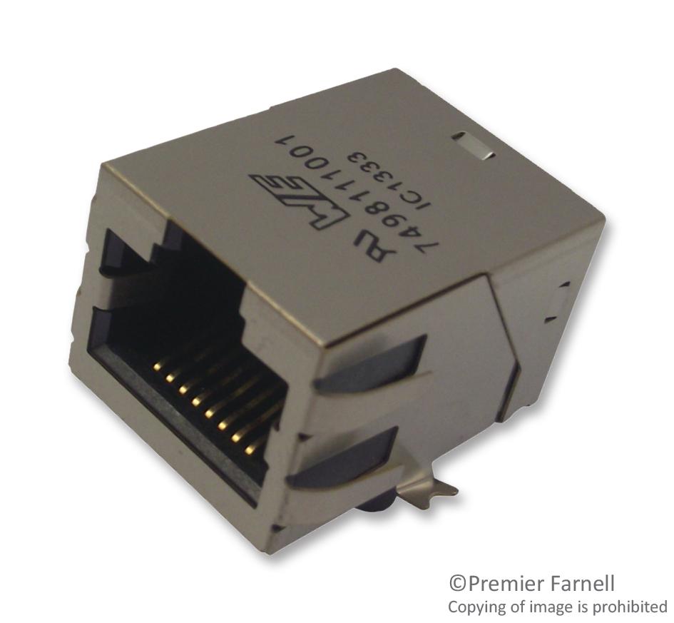 7498111001 JACK, MODULAR, RJ45, SMT, 1PORT, 8P8C WURTH ELEKTRONIK