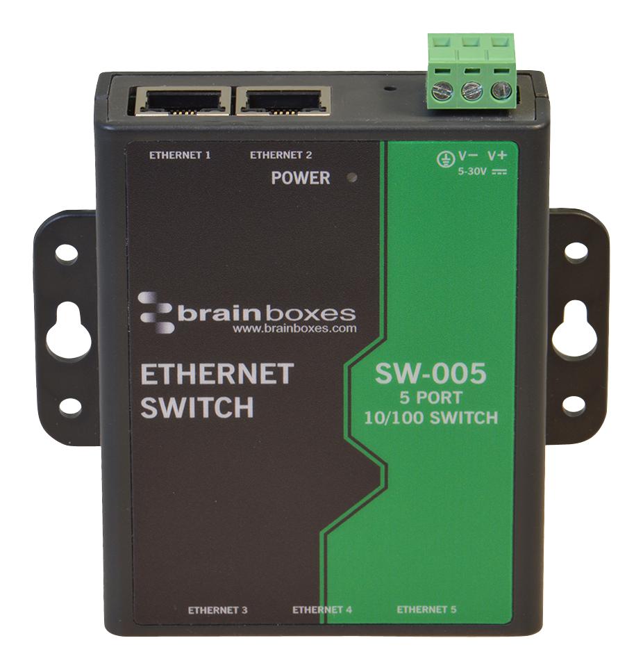 SW-005 SWITCH, N/W, 5PORT, 100MBPS, DIN RAIL BRAINBOXES