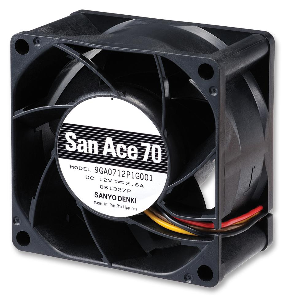 9GA0712P1H001 DC FAN, AXIAL, 70MM, 12VDC, 1.1A SANYO DENKI