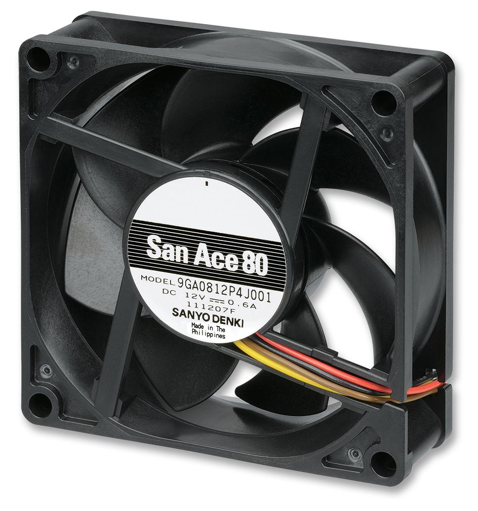 9GA0812P4H001 DC FAN, AXIAL, 80MM, 12VDC, 0.22A SANYO DENKI