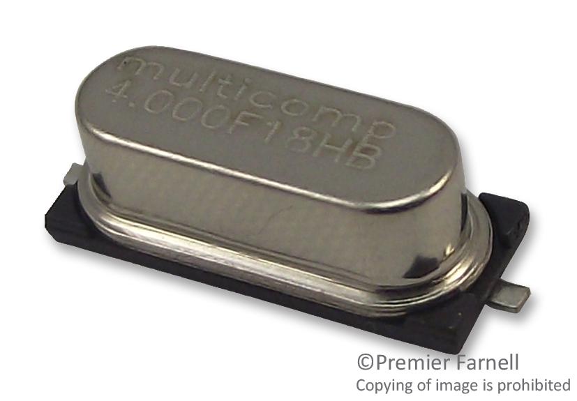 MCRSD04000F183000RR CRYSTAL, 4MHZ, 18PF, HC49-US, SMD MULTICOMP PRO