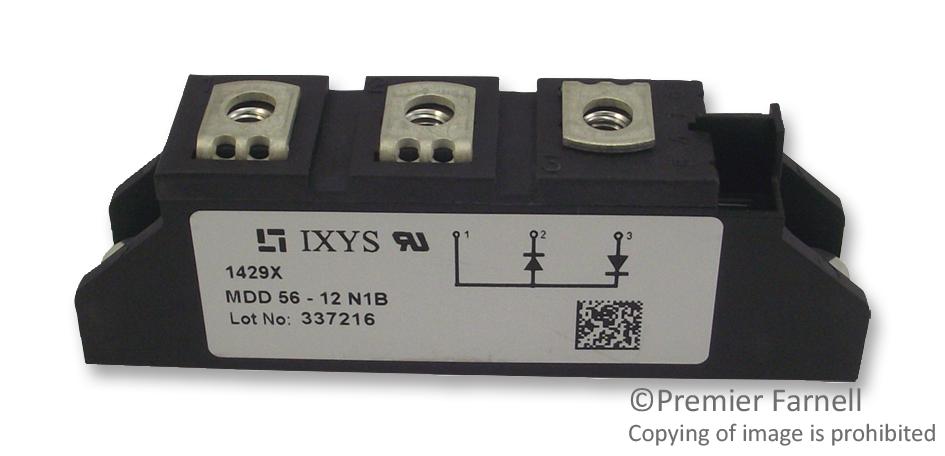 MDD56-16N1B DIODE MODULE, DUAL, 1.6KV, 71A IXYS SEMICONDUCTOR