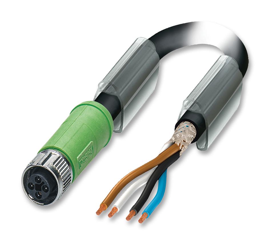 SAC-4P-FST/ 3,0-PUR SH SCO SENSOR LEAD, M12 SOCKET, 4POS, BLACK PHOENIX CONTACT