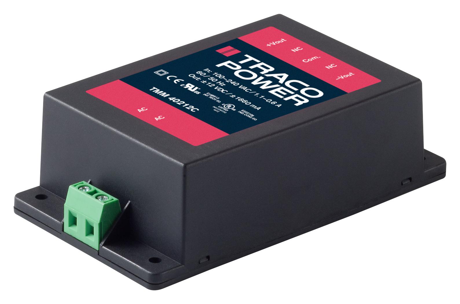 TMM 40215C POWER SUPPLY, AC-DC, MEDICAL, 2 O/P, 40W TRACO POWER