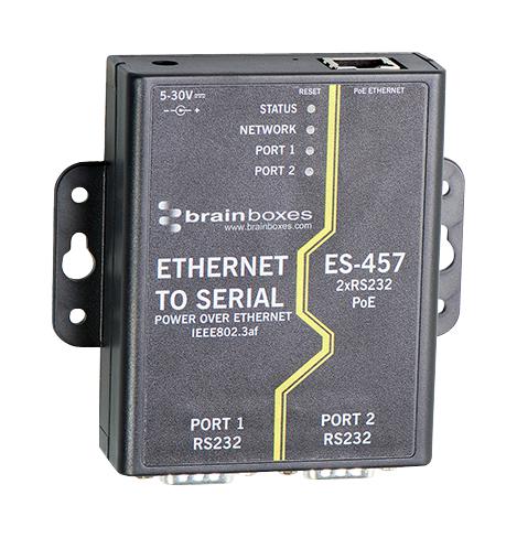 ES-457 POE-SERIAL DEVICE SERVER, RS232, 2 PORT BRAINBOXES