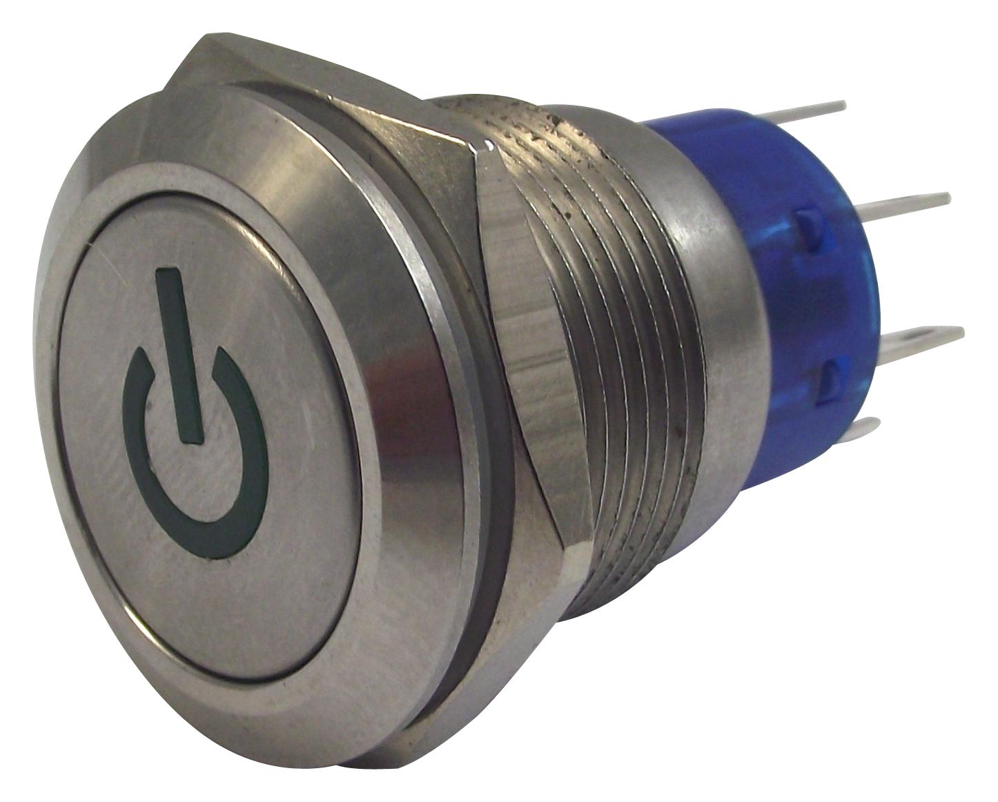 MPB19-D0F21P-612-JQ PB SWITCH, ILLUM, DPST, 5A, 250VAC, GRN MULTICOMP PRO