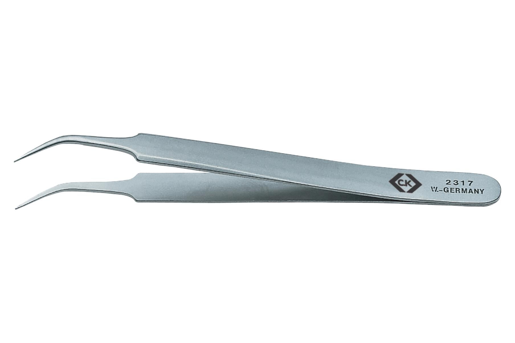 T2317 PRECISION TWEEZER, FINE BENT TIP, 105MM CK TOOLS