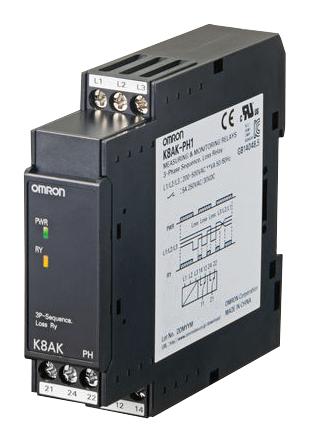 K8AKPH1 RELAY, 3-PH, DPDT-NC, 200-400VAC OMRON