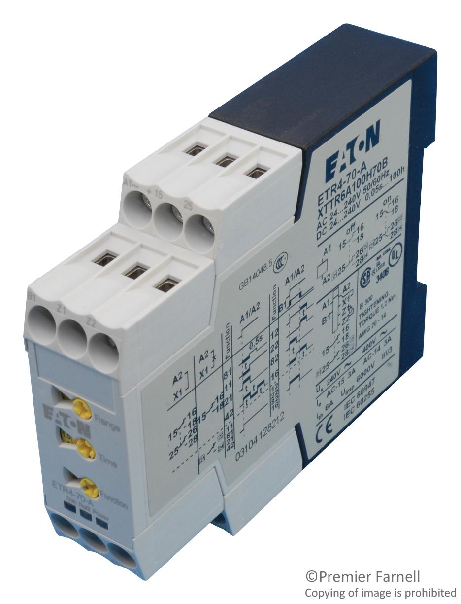 ETR4-70-A TIME DELAY RELAY, DPDT, 0.05S-100H, 240V EATON MOELLER