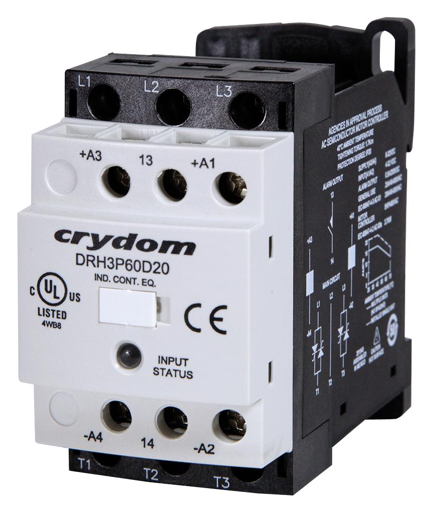 DRH3P60D20 CONTACTOR, 3P, 600VAC, 20A, DINRAIL SENSATA/CRYDOM