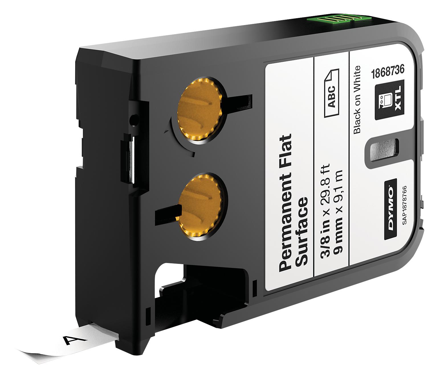 1868736 LABEL TAPE, 0.35" X 29.8FT, BLACK/WHITE DYMO