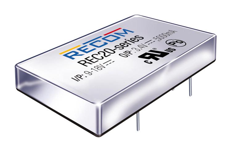 REC20-2412D DC-DC CONVERTER, 2 O/P, 20W RECOM POWER