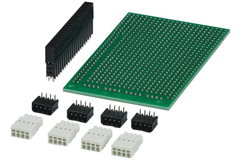 RPI-BC INT-PCB SET PERFBOARD W/TB, RASPBERRY PI, GRN/WHITE PHOENIX CONTACT