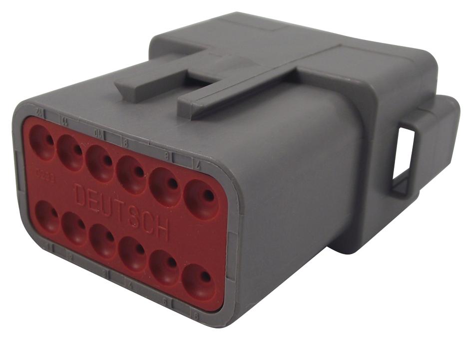DT04-12PA RECEPTACLE HOUSING, 12POS, PA GF, GREY DEUTSCH - TE CONNECTIVITY