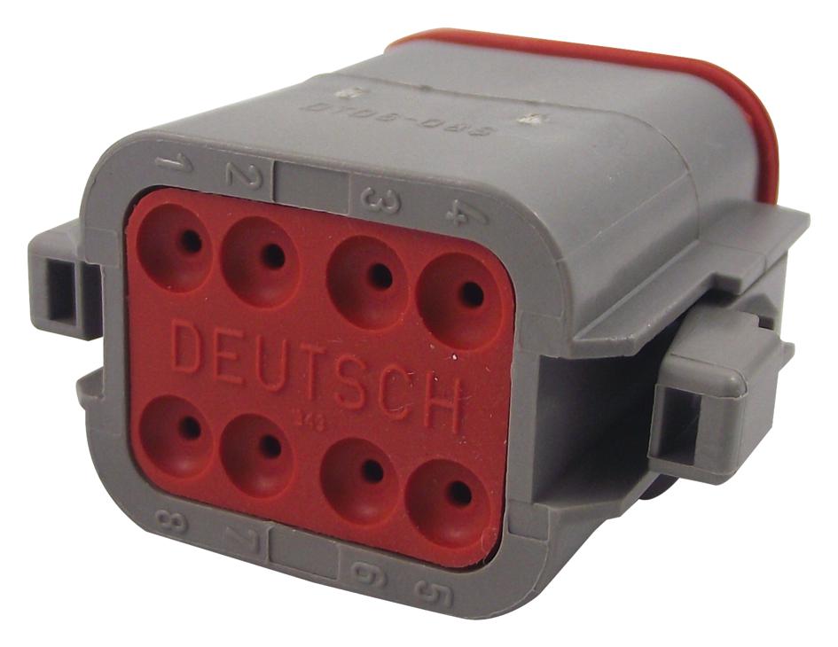 DT06-08SA PLUG HOUSING, 8POS, PA GF, GREY DEUTSCH - TE CONNECTIVITY