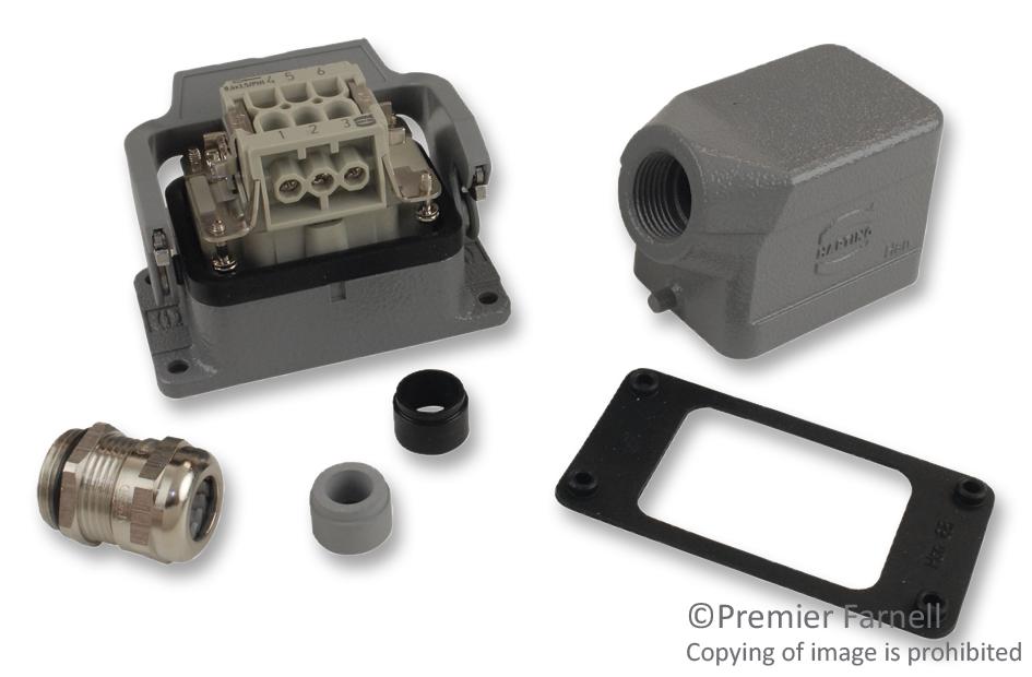 10330060000 RECTANGULAR HAN-KIT, 6WAY, SCREW HARTING