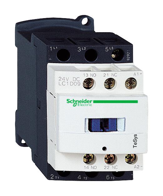 LC1D09BD CONTACTOR, 3PST-NO, 24VDC, DIN RAIL SCHNEIDER ELECTRIC