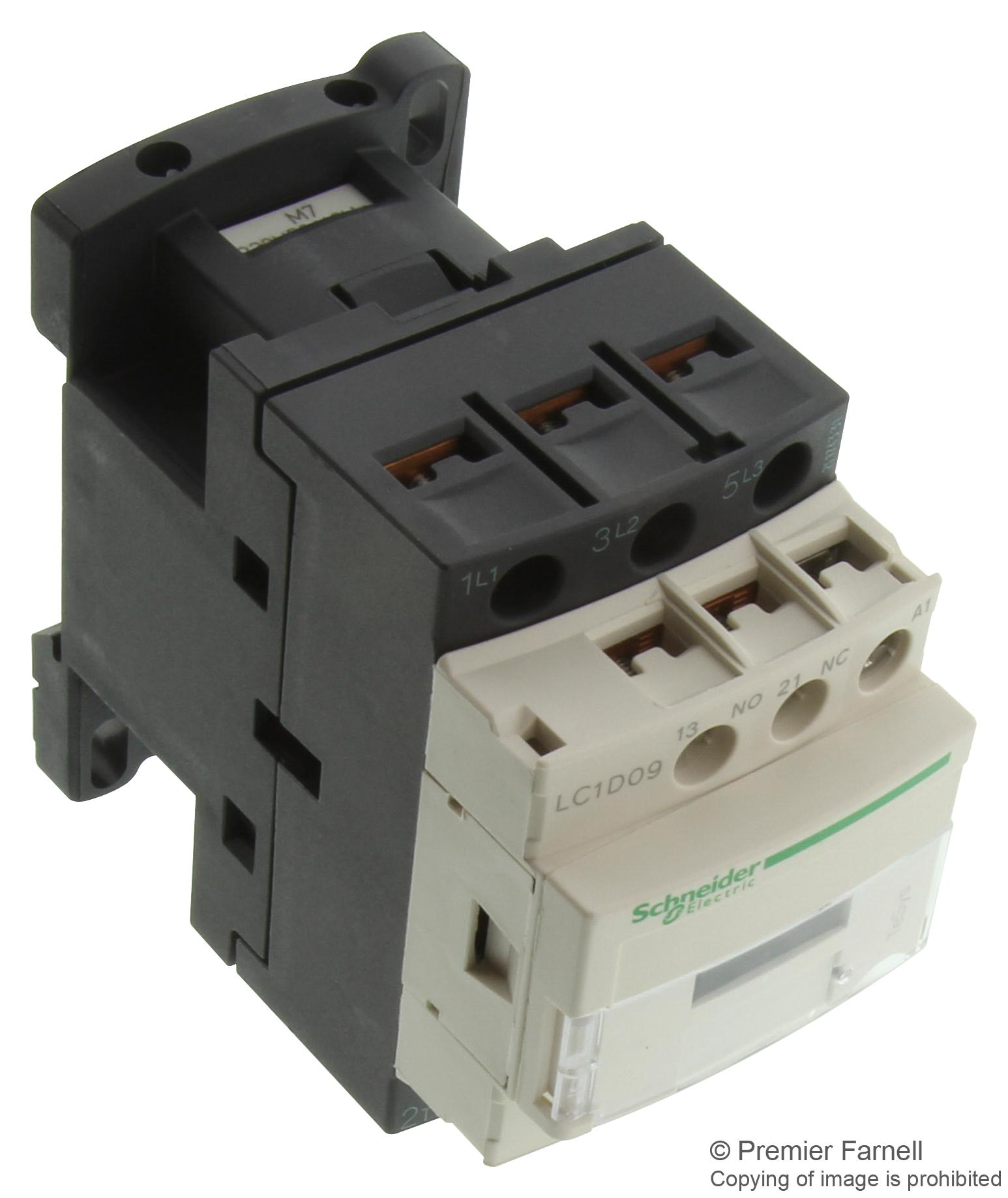 LC1D09M7 CONTACTOR, 3PST-NO, 220VAC, DIN RAIL SCHNEIDER ELECTRIC