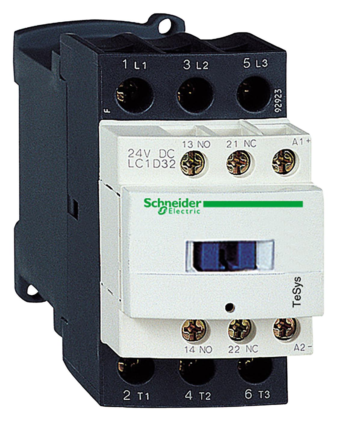 LC1D25BD CONTACTOR, 3PST-NO, 24VDC, DIN RAIL SCHNEIDER ELECTRIC