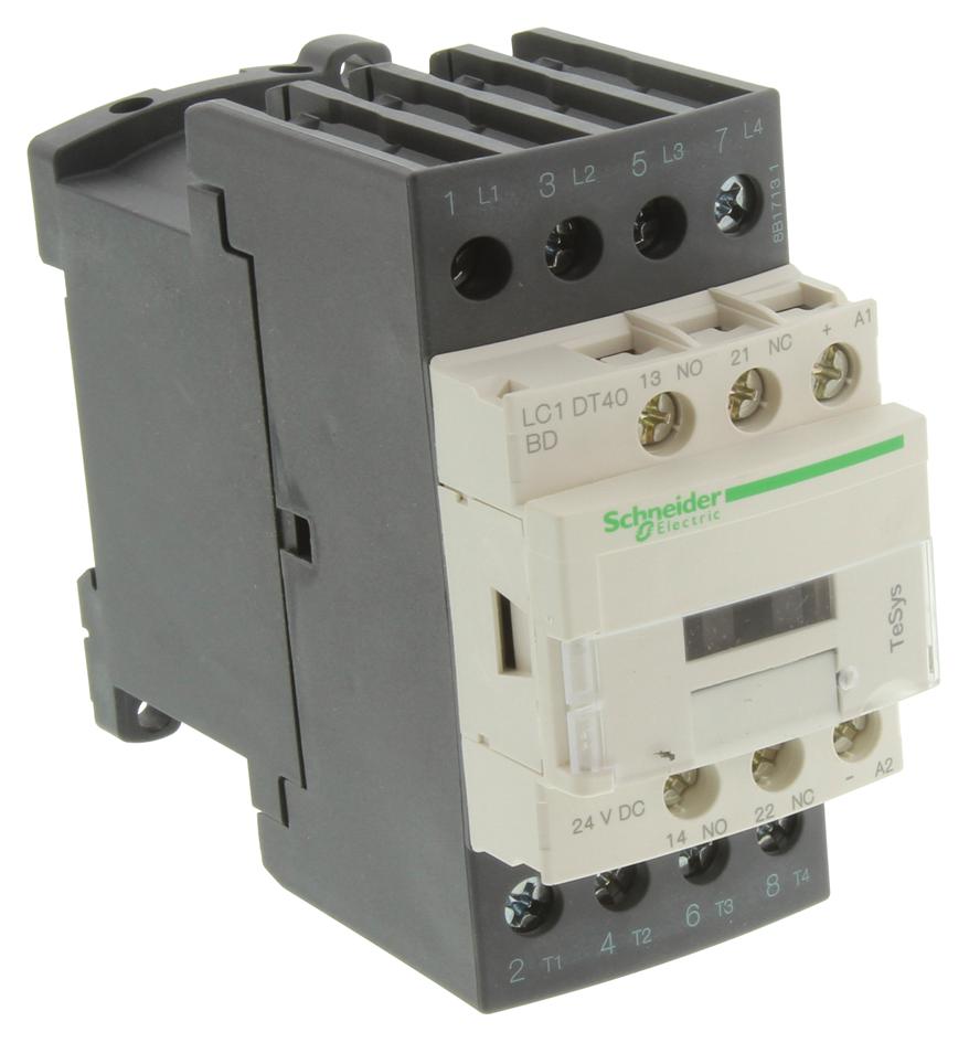 LC1DT40BD CONTACTOR, 4PST-NO, 24VDC, DIN RAIL SCHNEIDER ELECTRIC