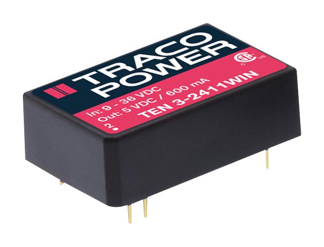 TEN 3-2415WIN DC-DC CONVERTER, 24V, 0.125A, DIP TRACO POWER
