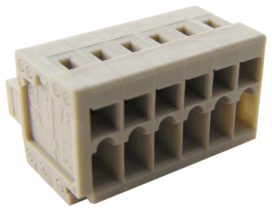 734-106 TERMINAL BLOCK, PLUGGABLE, 6POS, 14AWG WAGO