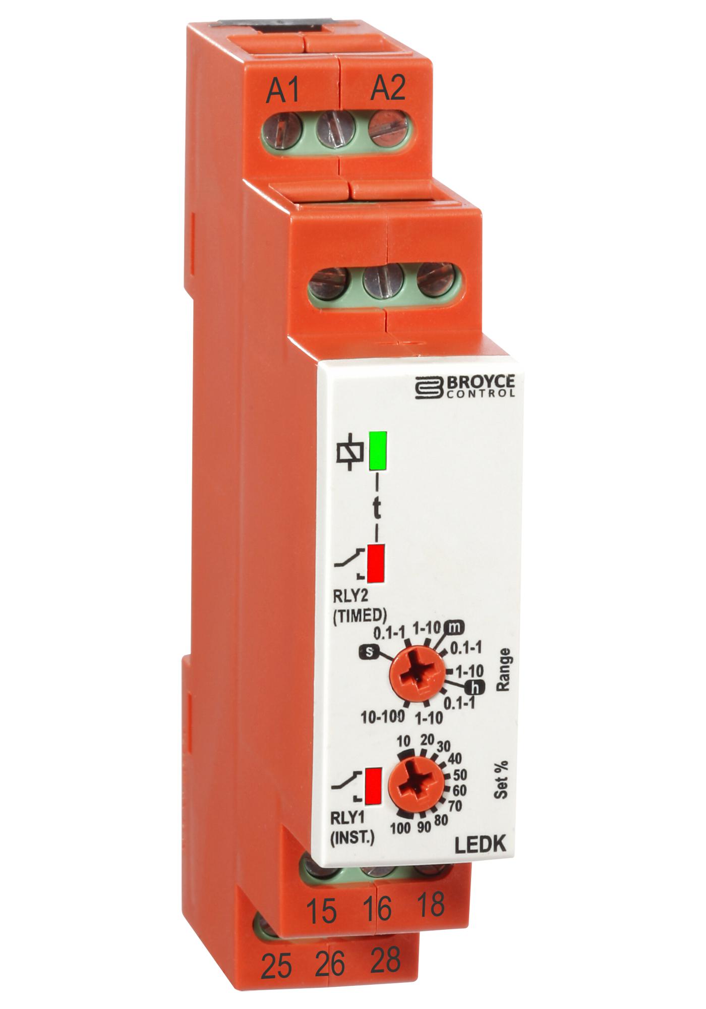 LEDK 12-230V AC/DC TIMER, DELAY-ON-OPERATE, 0.1S-100H, SPDT BROYCE CONTROL